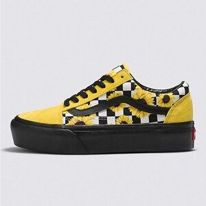 Vans customs sunflower suede leather platform tennis shoes